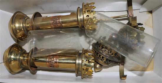 A pair of brass GWR lamps